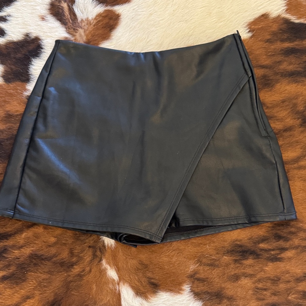 Altar'd State Black Faux Leather Skort